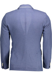 Blue Polyester Men Jacket