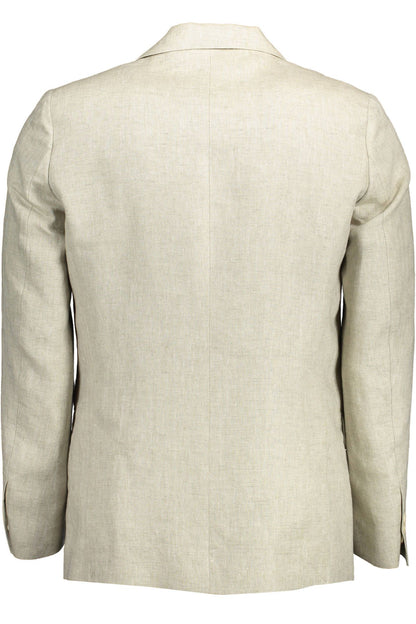 Beige Linen Men Jacket