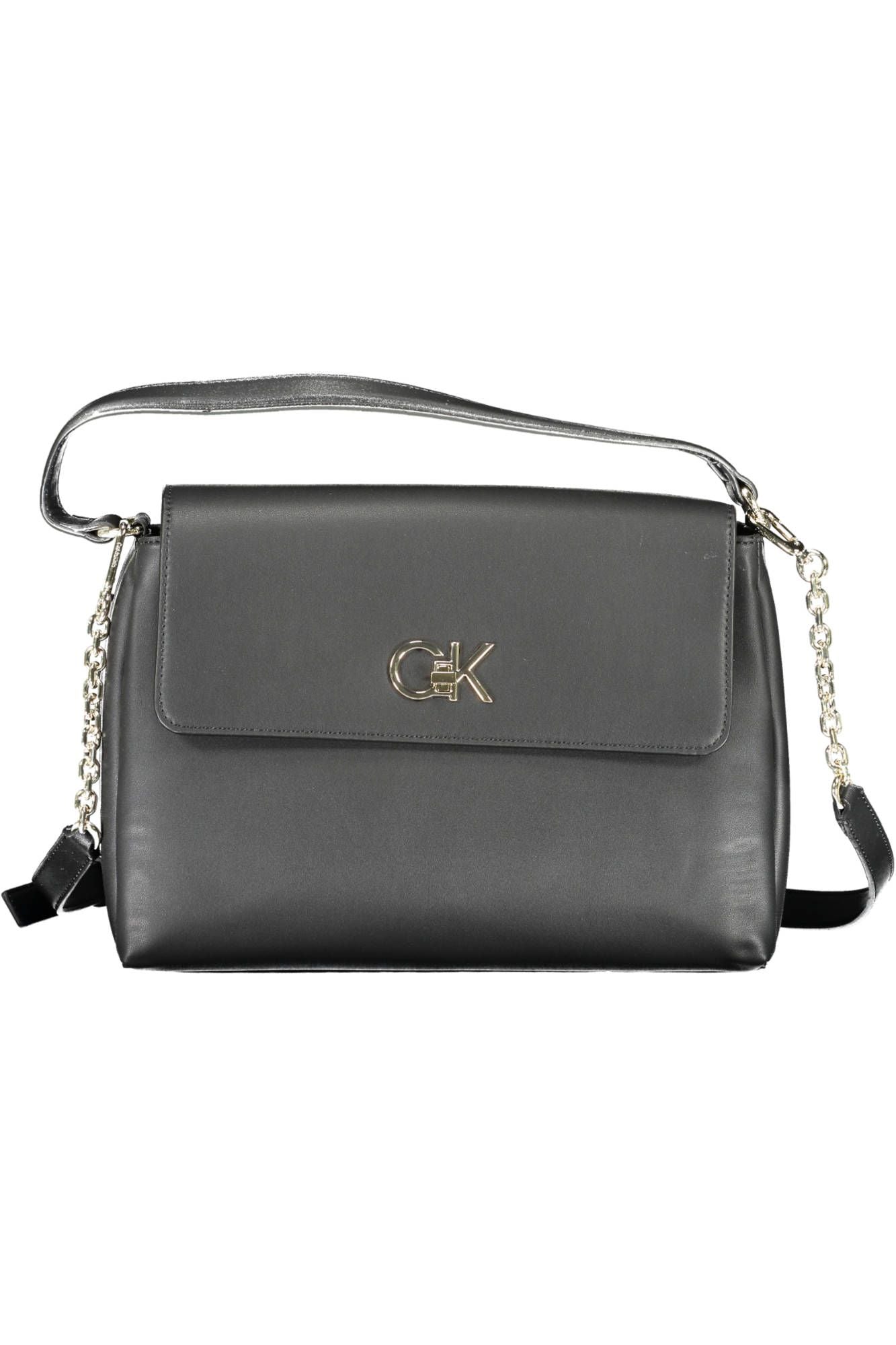 Black Polyester Women Handbag