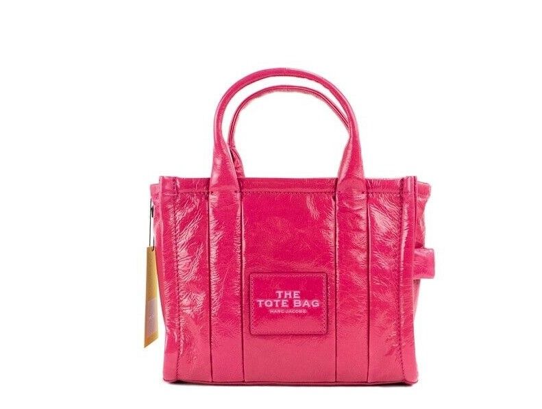 The Shiny Crinkle Mini Tote Sac à main à bandoulière en cuir magenta