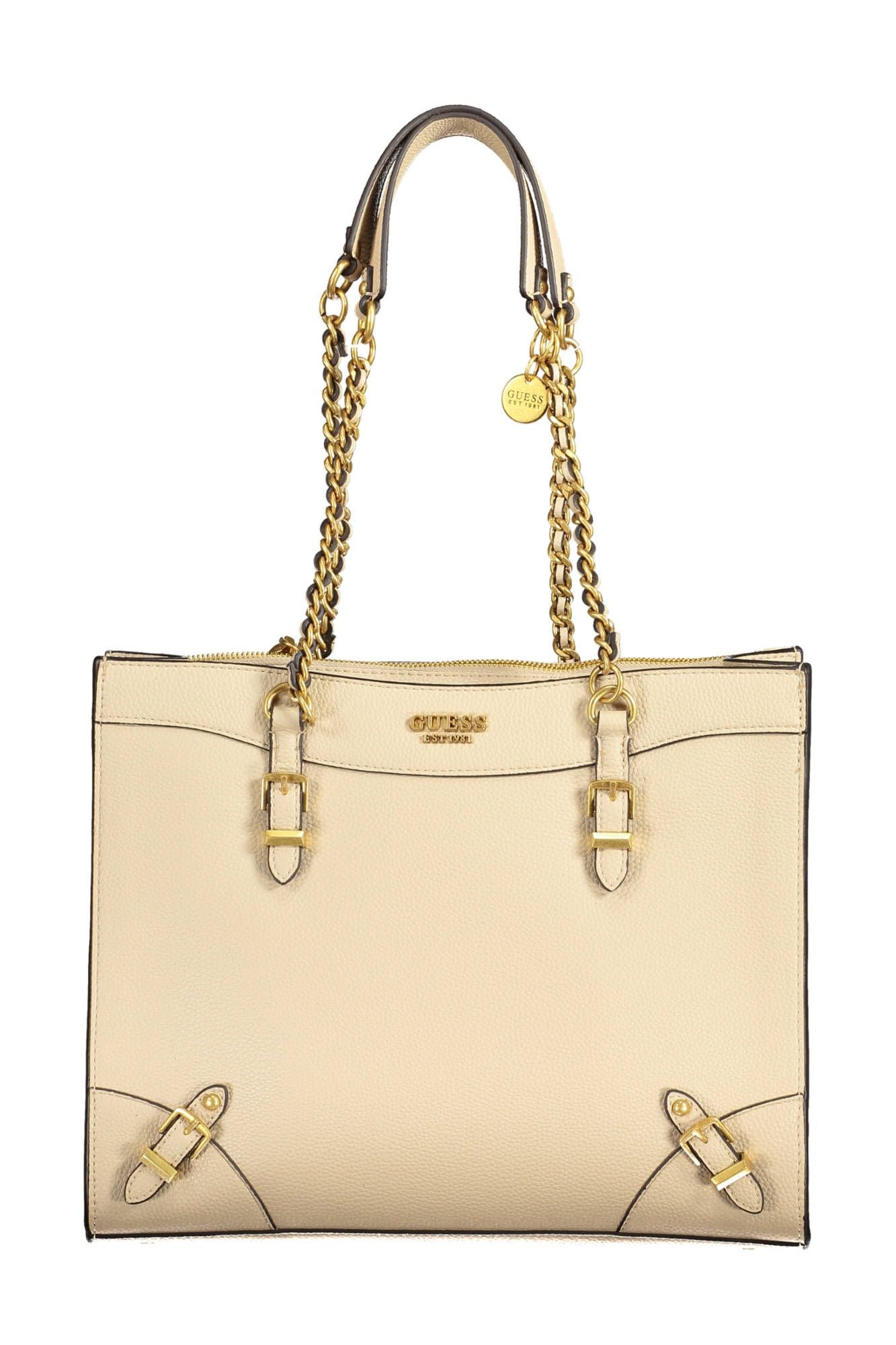 Beige Polyethylene Women Handbag