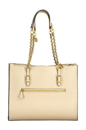 Beige Polyethylene Women Handbag