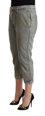 Pantalon court skinny gris 100 % coton taille moyenne