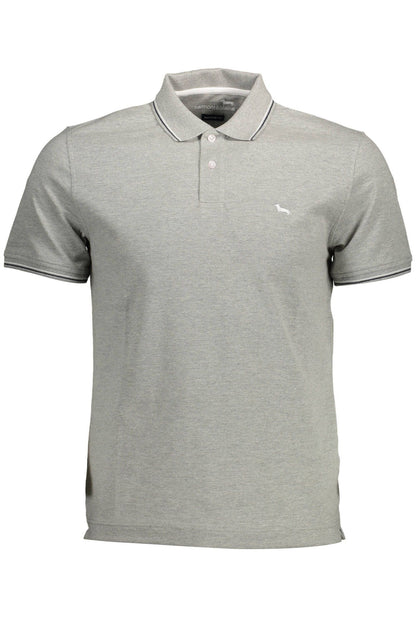 Gray Cotton Men Polo Shirt