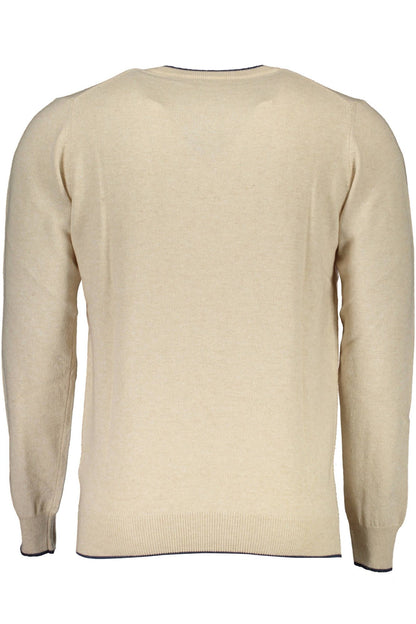 Beige Wool Men Sweater