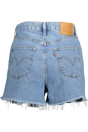 Chic Fringed Hem Denim Shorts in Light Blue