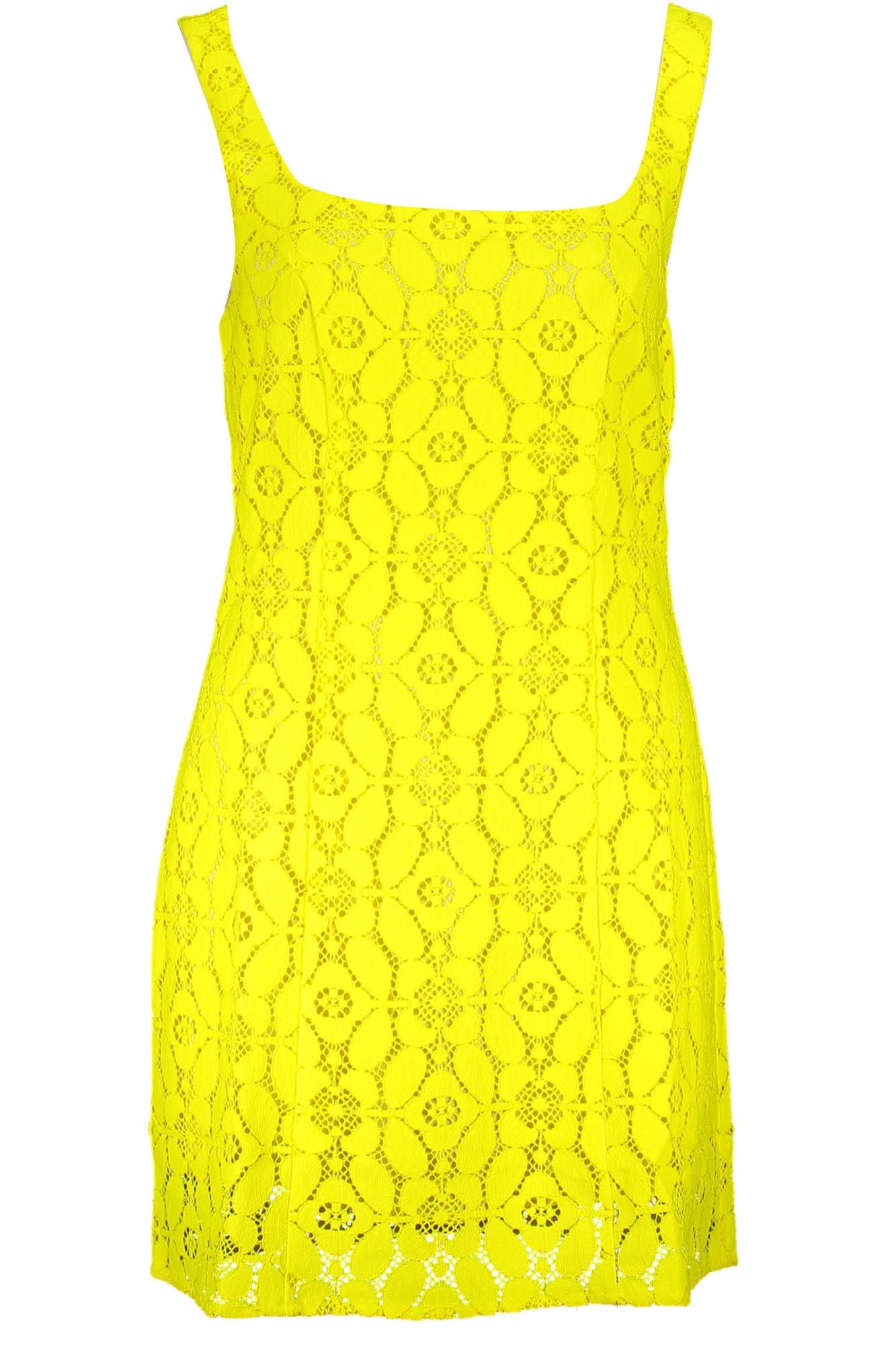 Yellow Polyester Women Sleeveless Dress