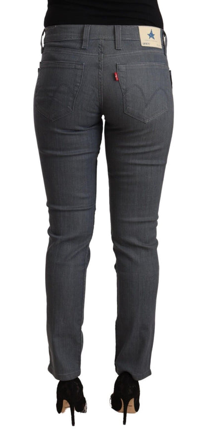 Jean skinny taille basse en coton gris