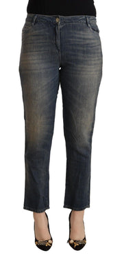 Blue Washed Cotton Cropped Capri Women Denim Jeans
