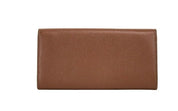 Porter Tan Grained Leather Embossed Continental Clutch Flap Wallet Brown