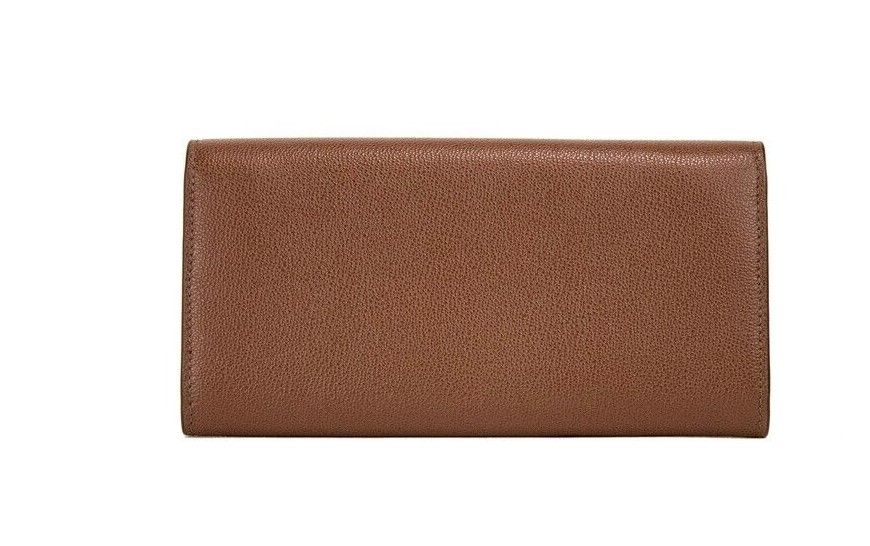 Porter Tan genarbtes Leder geprägtes Continental Clutch Flap Wallet Braun