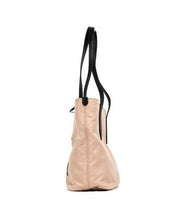 Petit sac à main fourre-tout en nylon Econyl avec logo rose beige