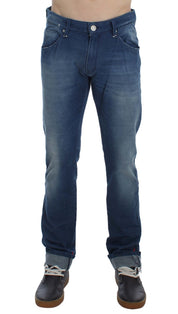 Slim-Fit-Jeans aus Denim-Baumwollstretch in blauer Waschung