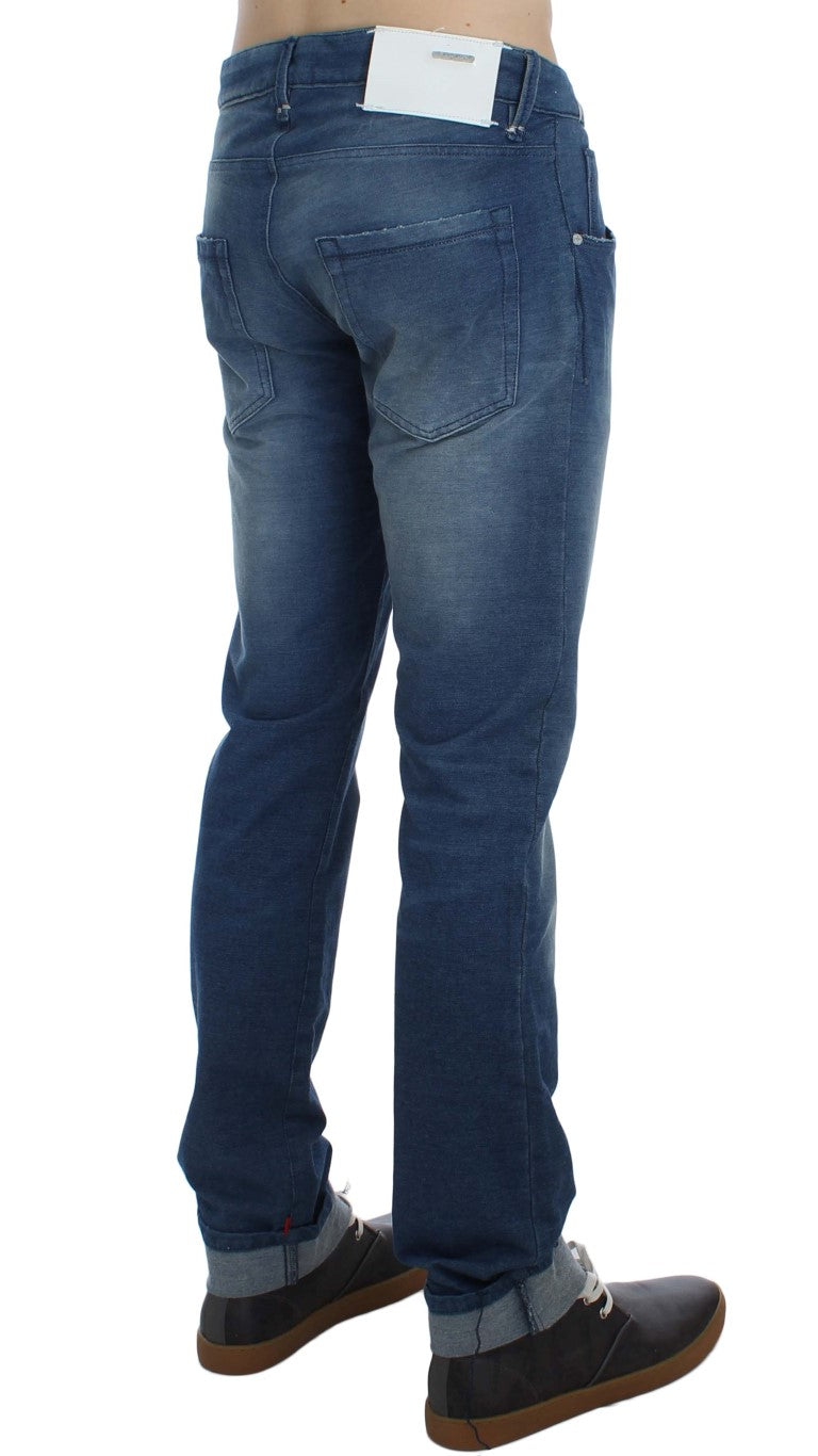 Slim-Fit-Jeans aus Denim-Baumwollstretch in blauer Waschung