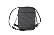 Medium Signature Leather North South Chain Crossbody Handbag Black