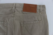 Beige Patchwork-Jeans aus Baumwolle