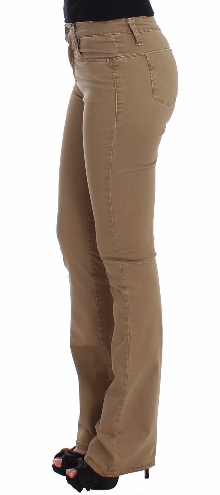 Pantalon en denim beige à jambe droite Jean stretch