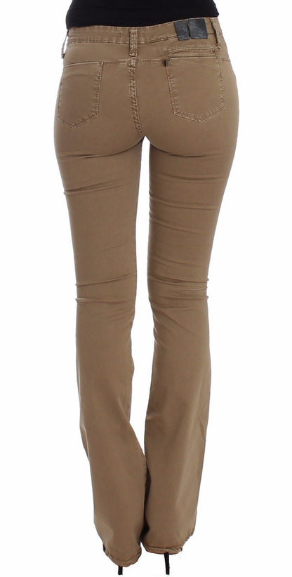 Pantalon en denim beige à jambe droite Jean stretch