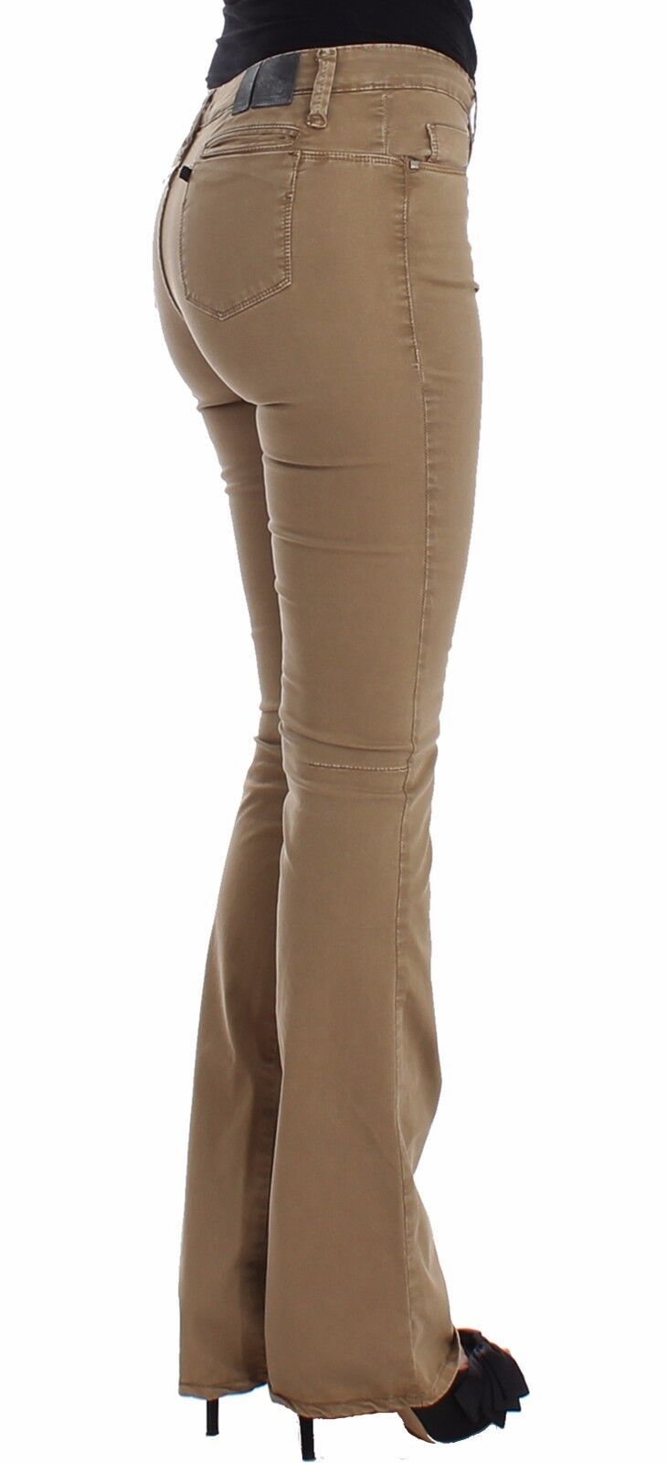 Pantalon en denim beige à jambe droite Jean stretch