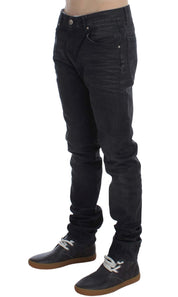 Jean skinny gris en coton coupe slim