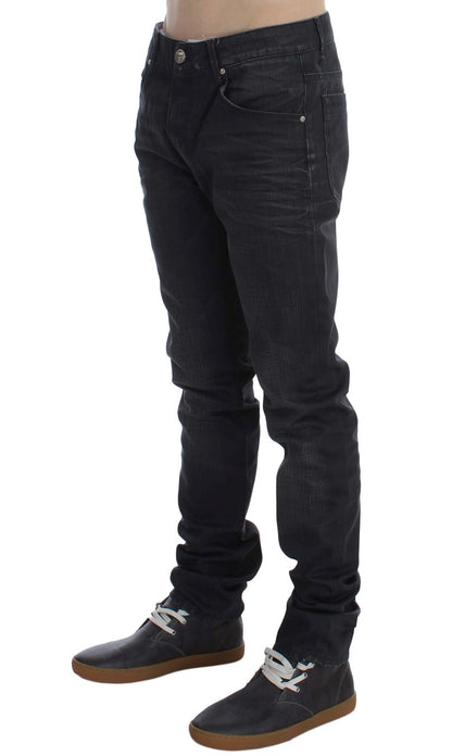 Graue Skinny-Slim-Fit-Jeans aus Baumwolle