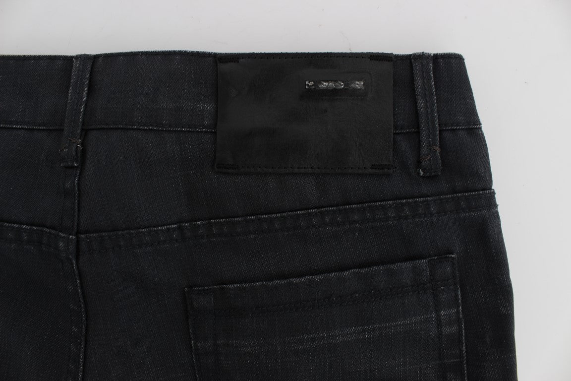 Graue Skinny-Slim-Fit-Jeans aus Baumwolle