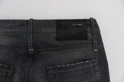 Graue Regular-Low-Fit-Jeans aus Baumwolle