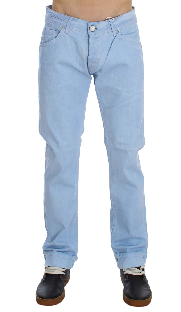 Blaue Baumwoll-Stretch-Jeans mit niedriger Taille