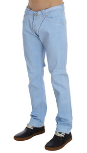 Blaue Baumwoll-Stretch-Jeans mit niedriger Taille