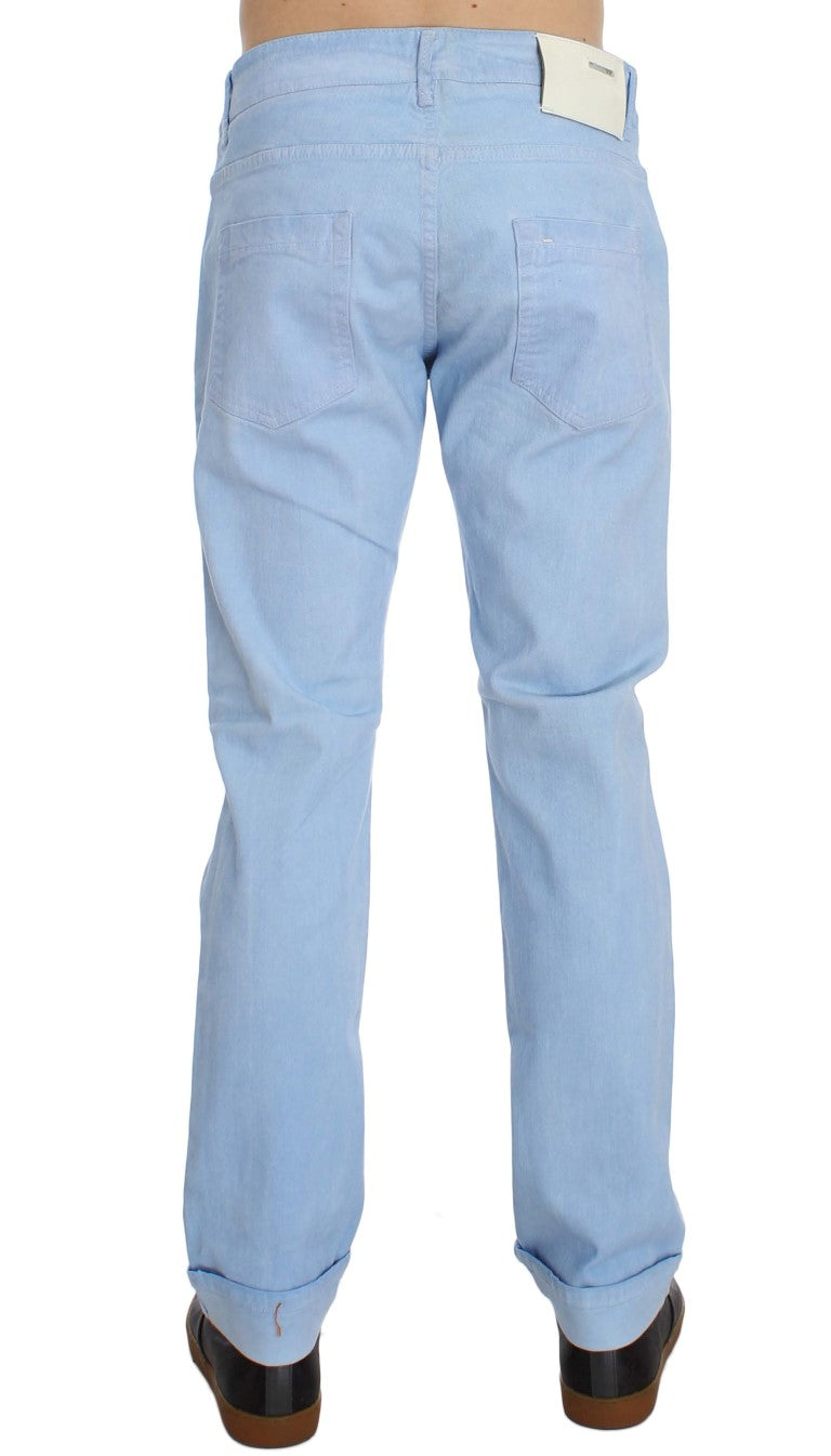 Blaue Baumwoll-Stretch-Jeans mit niedriger Taille