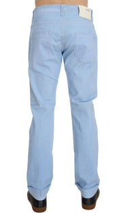 Blaue Baumwoll-Stretch-Jeans mit niedriger Taille