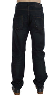 Blau gewaschene Jeans aus Baumwolldenim mit gerader Passform