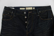 Blau gewaschene Jeans aus Baumwolldenim mit gerader Passform