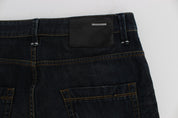 Blau gewaschene Jeans aus Baumwolldenim mit gerader Passform