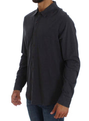 Sleek Gray Casual Cotton Shirt