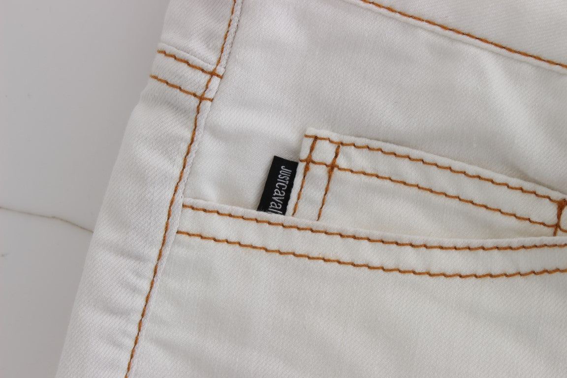 Weiße Slim-Fit-Jeans aus Baumwollmischung