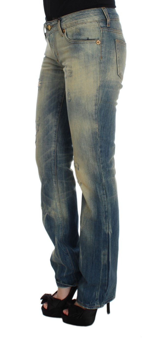 Slim-Fit-Bootcut-Jeans aus blau gewaschener Baumwolle