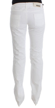 Chic Slim Fit White Cotton Jeans