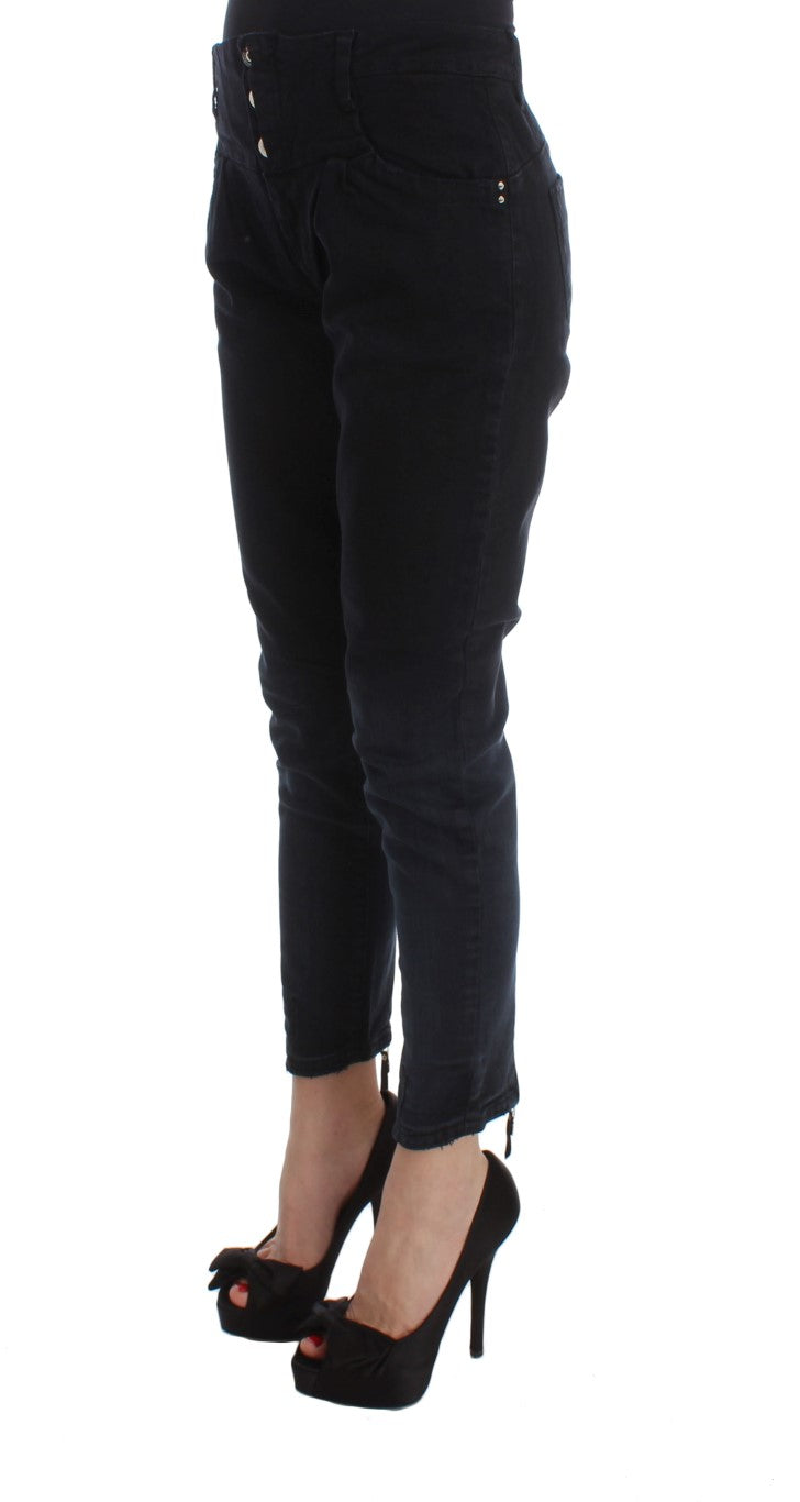 Jean court coupe slim en coton noir