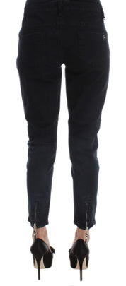 Jean court coupe slim en coton noir