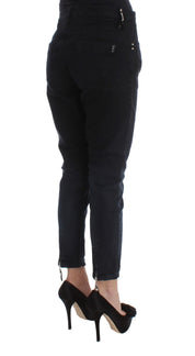 Jean court coupe slim en coton noir