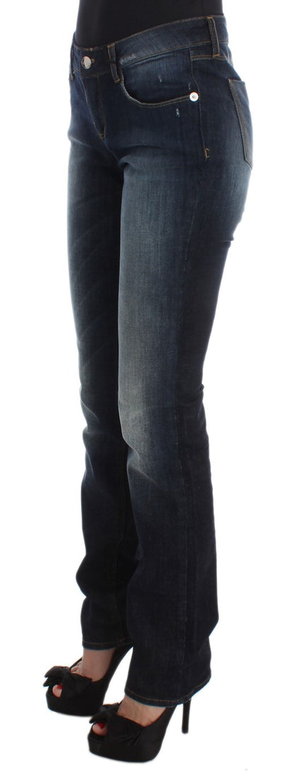 Jean bootcut slim en coton bleu