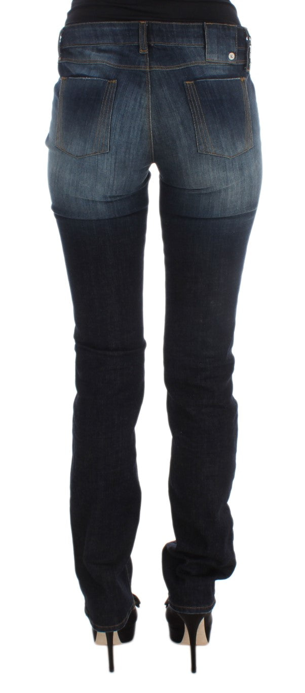 Blaue Slim-Fit-Bootcut-Jeans aus Baumwolle