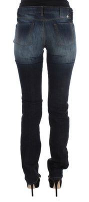 Blaue Slim-Fit-Bootcut-Jeans aus Baumwolle