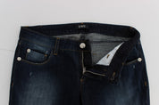 Blaue Slim-Fit-Bootcut-Jeans aus Baumwolle