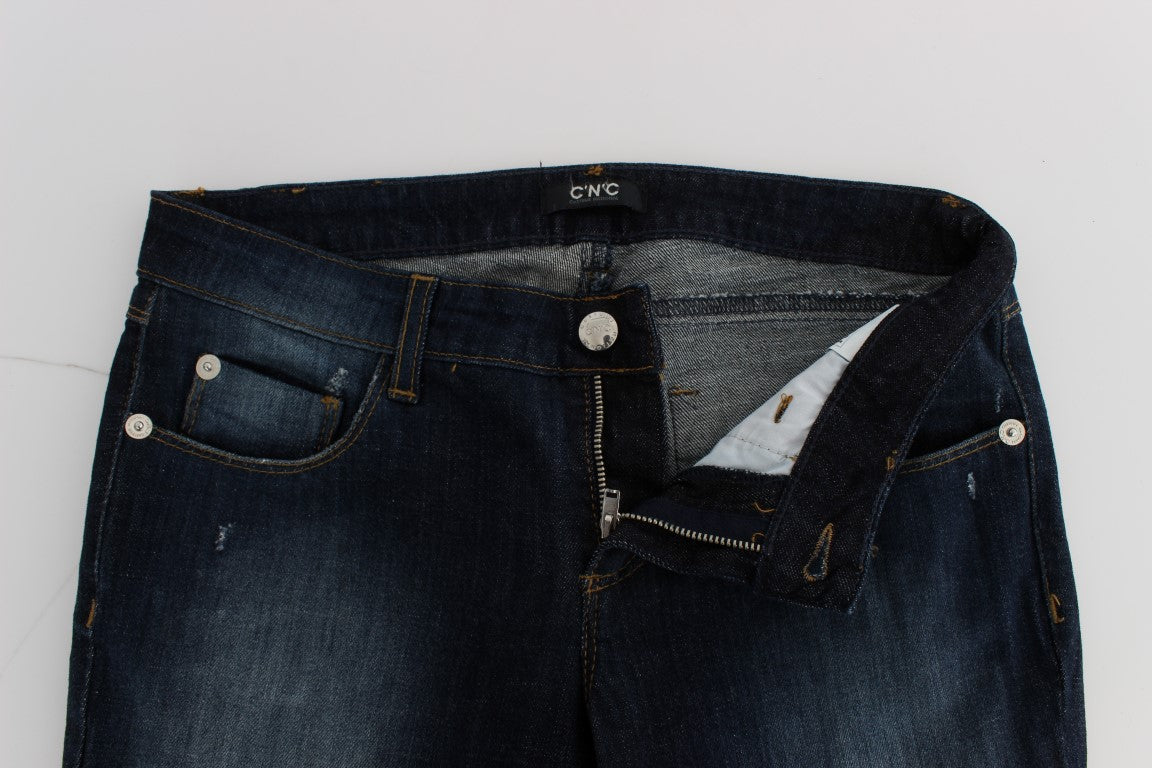 Jean bootcut slim en coton bleu