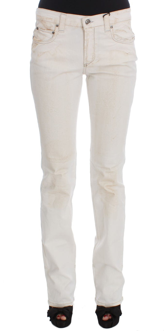 Jean bootcut slim en coton blanc