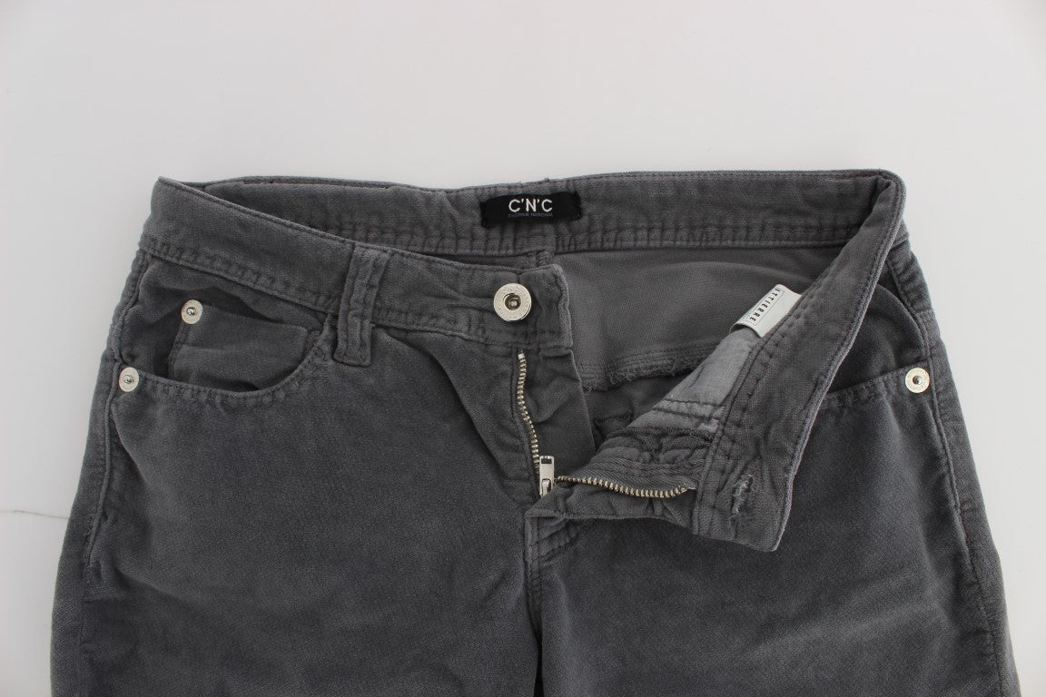 Superschmale Cordjeans aus grauer Baumwolle