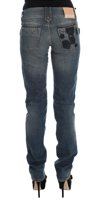 Blau gewaschene Slim-Fit-Bootcut-Jeans aus Baumwollmischung