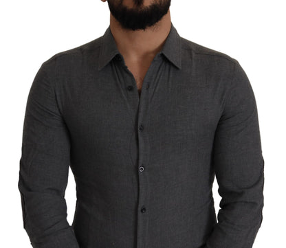 Chemise décontractée en coton gris foncé pour hommes